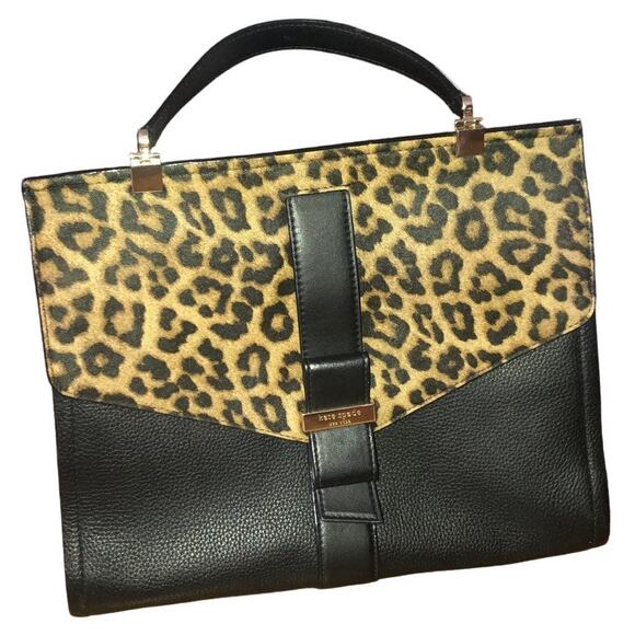 Kate Spade Rosaline Handbag Black pebble leather with animal print - Picture 2 of 12